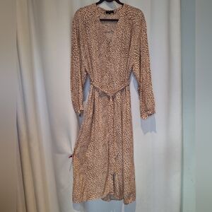FRNCH Paris Buttondown Shirt Maxi Dress With Mini Cheetah Print Size Large
